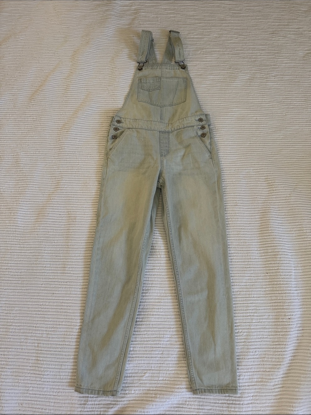 Hollister High Rise Light Wash Denim Overalls Sz S